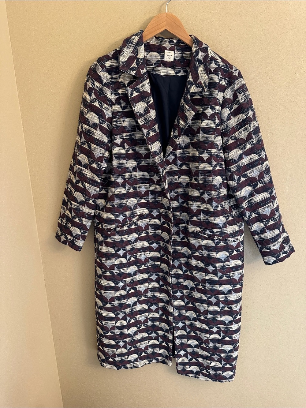 Anthropologie Seen Worn Kept Geode Printed Long Coat Metallic Jacquard Medium*